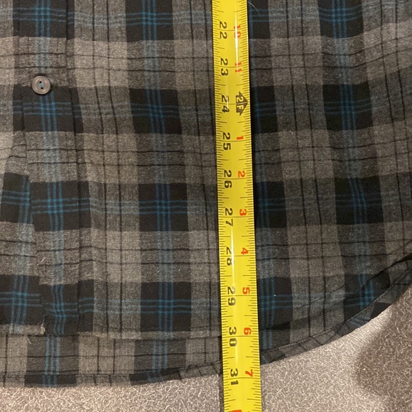 American Eagle Mens XL Slim fit gray, black and teal flannel - Picture 6 of 8